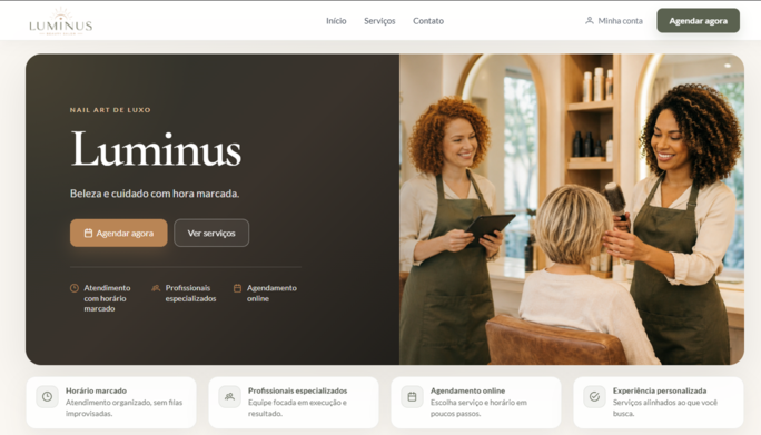 Site Luminus — Salão de beleza